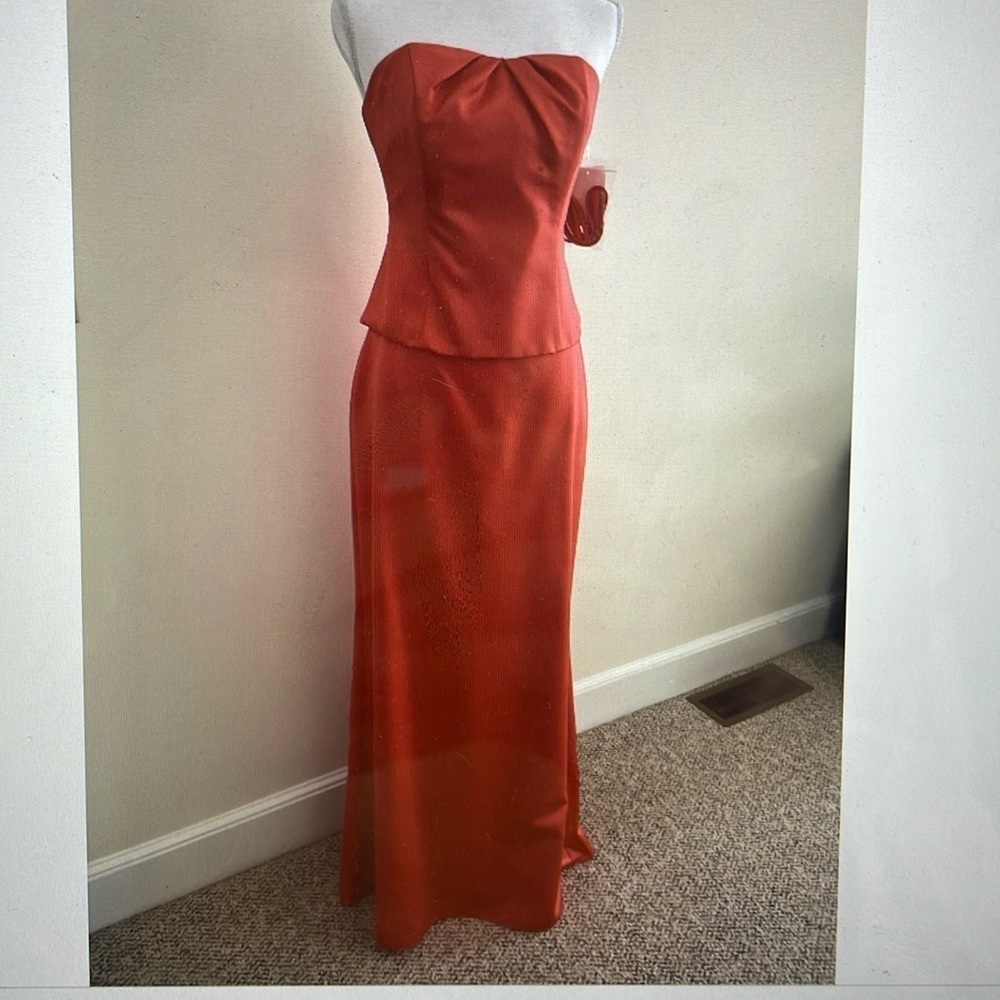 David’s Bridal 2 Piece Strapless Top & Long Skirt. NWT. Prom